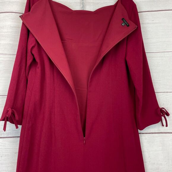 Talbots Burgundy High Neck Knee Length Dress Fully Lined size 8 - Picture 7 of 11